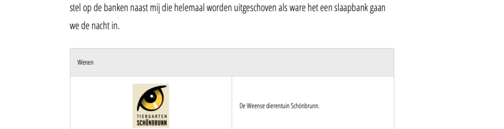 Voorbeeld van een link in een vakantieverslag op de site.